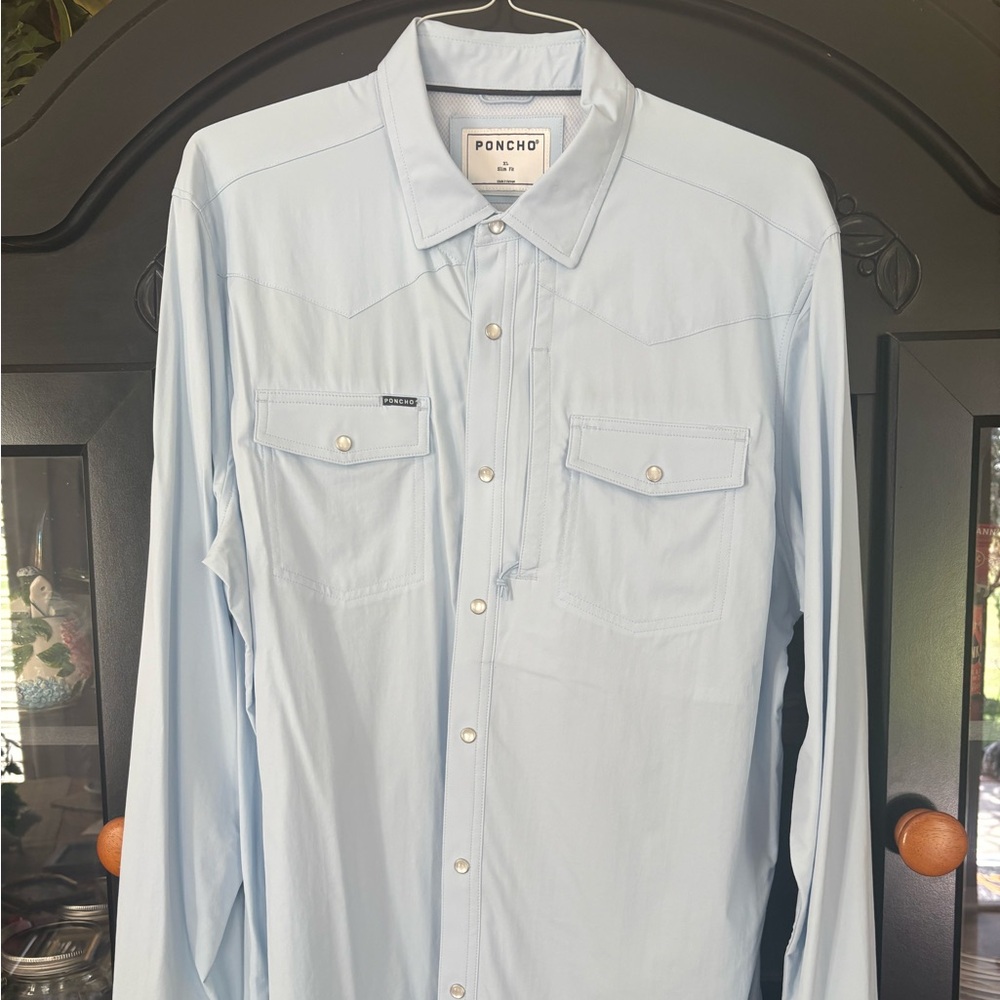 Poncho Light Blue Slim Fit men’s shirt
